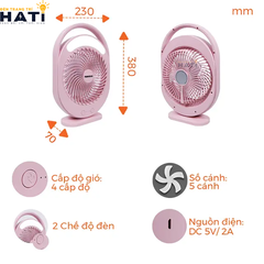 Quạt sạc Nanoco NRF6310P màu hồng