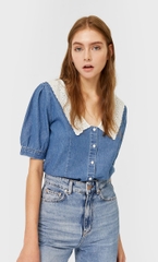 Áo xanh Stradivarios cộc tay size S
