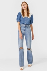 Áo xanh Stradivarios cộc tay size S