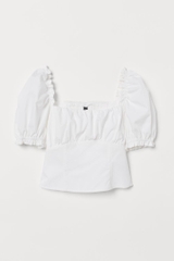 Áo blouse trắng tay bồng HM