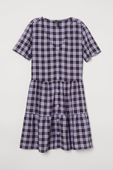 Váy kẻ cổ V tím HM