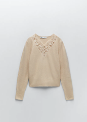 Áo len cổ ren Zara