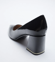 Giày giả da bóng gót vuông Zara