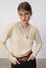 Áo len cổ ren Zara