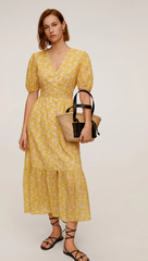 Váy maxi hoa vàng Mango