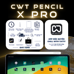 Bút cảm ứng CWT CHILL WITH TATTY Pencil X PRO sạc không dây dùng cho các các thiết bị cảm ứng I.p.a.d có hỗ trợ sạc hít
