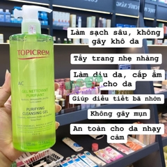 Topicrem AC Purifying Cleansing Gel - Sữa Rửa Mặt Dạng Gel Dành Cho Da Dầu, Hỗn Hợp