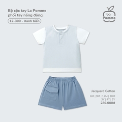 Bộ cộc tay La Pomme phối tay năng động Xanh biển (6M,9M,12M,18M,3Y,4Y,5Y)