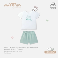 Bộ cộc tay Mềm Mịn by La Pomme phối sắc màu Xanh lá (6M,9M,12M,18M,3Y,4Y,5Y)