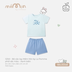 Bộ cộc tay Mềm Mịn by La Pomme phối sắc màu Xanh biển (6M,9M,12M,18M,3Y,4Y,5Y)