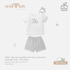 Bộ cộc tay Mềm Mịn by La Pomme phối sắc màu Ghi nhạt (6M,9M,12M,18M,3Y,4Y,5Y)