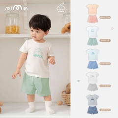 Bộ cộc tay Mềm Mịn by La Pomme phối sắc màu Hồng cam (6M,9M,12M,18M,3Y,4Y,5Y)