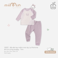 Bộ dài tay mềm mịn by La Pomme êm ái cùng puppy - 6,9,12,18M,3Y Tím