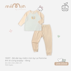 Bộ dài tay mềm mịn by La Pomme êm ái cùng puppy - 6,9,12,18M,3Y Vàng