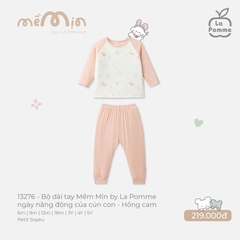 Bộ dài tay Mềm Mịn by La Pomme ngày năng động của cún con Hồng cam (6M,9M,12M,18M,3Y,4Y,5Y)