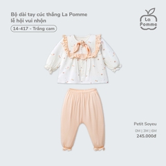 Bộ dài tay cúc thẳng La Pomme lễ hội vui nhộn Trắng Cam (0M,3M,6M)