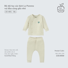 Bộ dài tay cúc lệch La Pomme vui đùa cùng gấu nhỏ - Newborn,0,3M Be