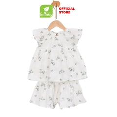 Lullaby Bộ bé gái chun cổ NH192V - Trắng in - 1,3Y