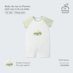 Body cộc tay La Pomme phối caro ô tô vui nhộn Trắng Xanh (3M,6M,9M)