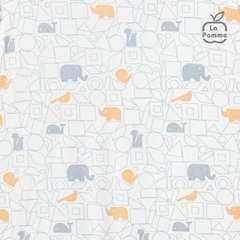 Body cộc tay La Pomme họa tiết cute animal Trắng Ghi (3M,6M,9M,12M)