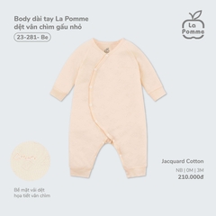 Body dài tay La Pomme dệt vân chìm gấu nhỏ - Newborn,0M,3M Be