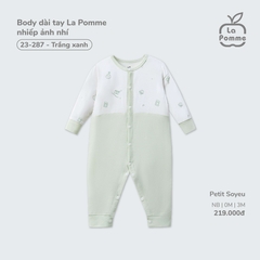 Body dài tay La Pomme nhiếp ảnh nhí Trắng xanh (Newborn,0M,3M)
