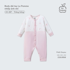 Body dài tay La Pomme nhiếp ảnh nhí Trắng hồng (Newborn,0M,3M)