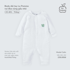 Body dài tay La Pomme vui đùa cùng gấu nhỏ - Newborn,0,3M Be
