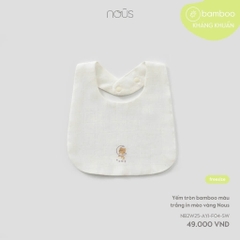 Nous Yếm tròn bamboo màu trắng in mèo vàng Nous