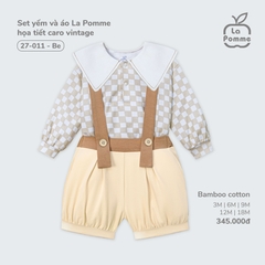 Set yếm và áo La Pomme họa tiết caro vintage - 9,12,18M Be