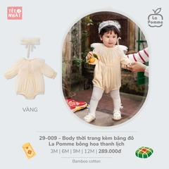 Body thời trang kèm băng đô La Pomme bông hoa thanh lịch - Vàng (3M,6M,9M)
