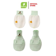 Lullaby Set bao tay + bao chân NH353N - Trắng in - Xanh mint - 1M