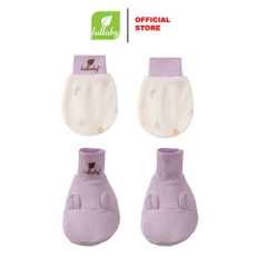 Lullaby Set bao tay + bao chân NH353N - Trắng in - Tím - 1M