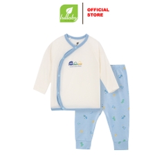 Lullaby Bộ cài lệch dài tay NH358N - Trắng-Xanh in - 1,3,6M