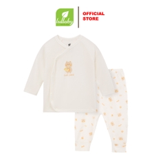 Lullaby Bộ cài lệch dài tay NH358N - Trắng - Trắng in - 1,3,6M