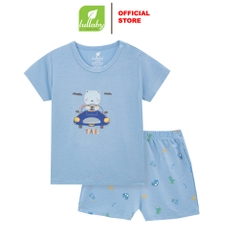 Lullaby Bộ cài vai cộc tay NH359N - Xanh blue-Xanh in - 6,9,12,18M