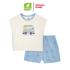 Lullaby Bộ bé trai cộc tay NH362N - Trắng - Xanh - 9,12,18,24M,3Y