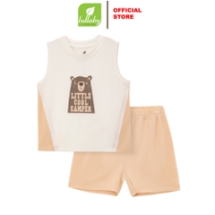 Lullaby Bộ bé trai sát nách NH372N - Trắng - Be nâu - 9,12,18,24M,3Y