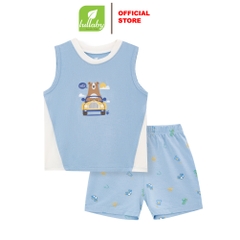 Lullaby Bộ bé trai sát nách NH372N - Xanh blue-Xanh in - 9,12,18,24M,3Y
