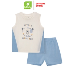 Lullaby Bộ bé trai sát nách NH372N - Trắng-Xanh blue - 9,12,18,24M,3Y