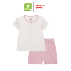 Lullaby Bộ bé gái cộc tay NH378N - Trắng - Tím - 1,3,6M