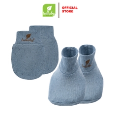 Lullaby Set bao tay + bao chân  bé trai NH383N - Xanh ghi - 1M