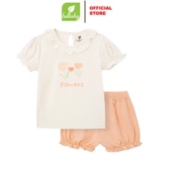 Lullaby Bộ BG cộc tay NH386N - Trắng-Hồng cam - 9,12,18,24M, 3Y