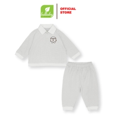 Lullaby Bộ bé trai cổ bẻ NH545N - Ghi  (9M, 12M, 18M, 24M, 3Y, 4Y)