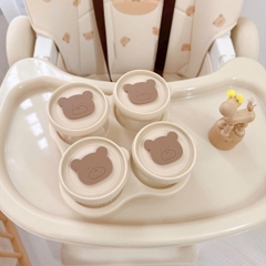 Set 4 hũ thuỷ tinh ăn dặm kèm khay đựng
