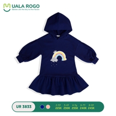 UalaRogo - Áo váy nỉ có mũ xanh 2-3Y