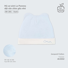 Mũ sơ sinh La Pomme dệt vân chìm gấu nhỏ - Xanh