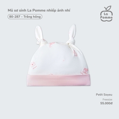 Mũ sơ sinh La Pomme nhiếp ảnh nhí - Trắng hồng