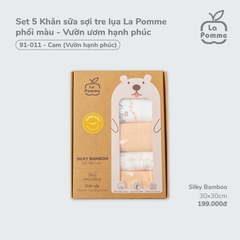 K001 Set 5 Khăn sữa sợi tre lụa La Pomme phối màu - (30x30cm) Be (nhóm bạn vui)