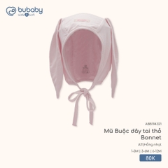 Bu Baby Mũ Buộc dây tai thỏ Bonnet Hồng nhạt (1-3M,3-6M)